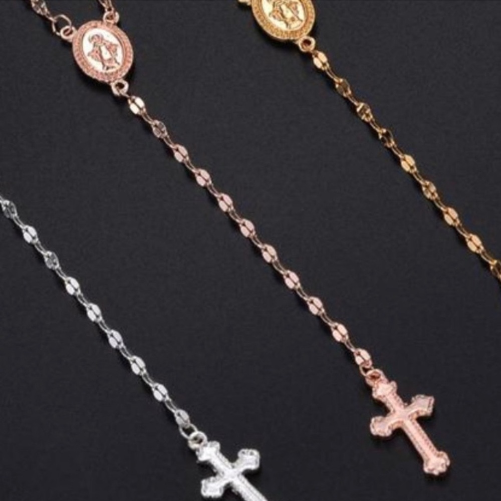Rose Gold Fashion Rosary Necklace - Picture 2 of 4